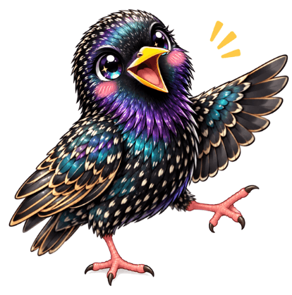 Pip, a starling with one wing lifted